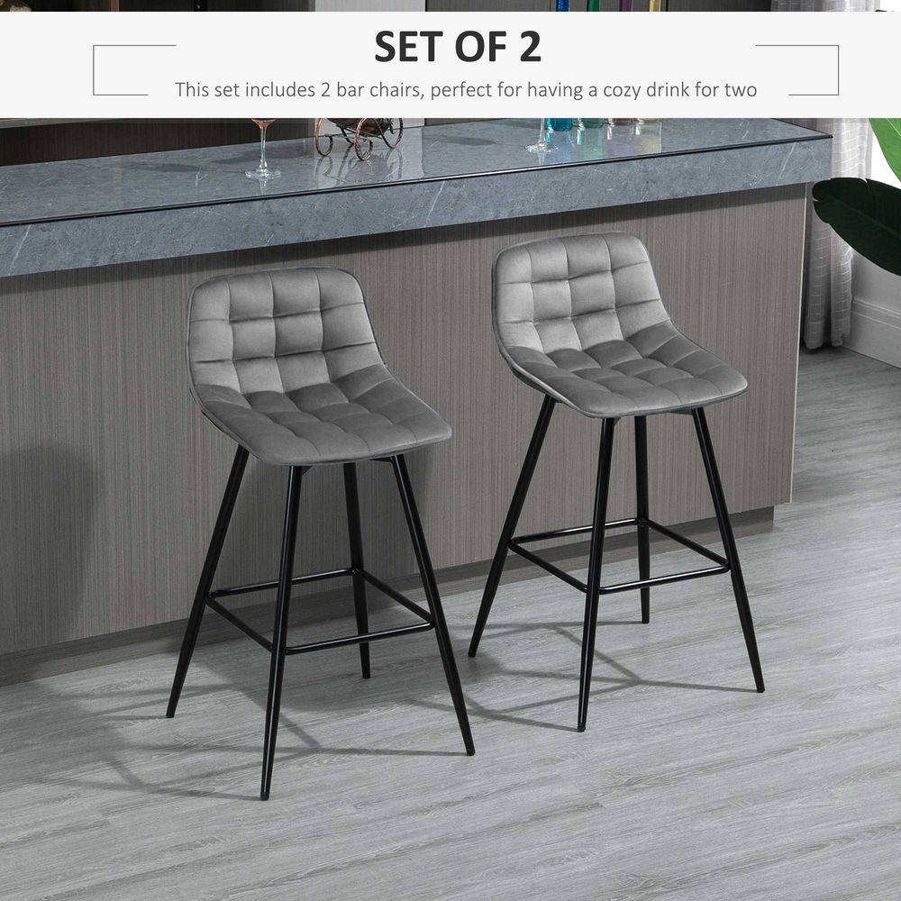 S0671079767 - Kitchen Counter Chairs Set of 2 Velvet-Touch Dining Chairs Bar Stools - Coa Living