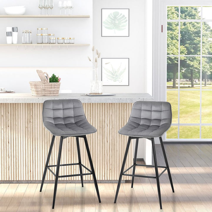 S0671079767 - Kitchen Counter Chairs Set of 2 Velvet-Touch Dining Chairs Bar Stools - Coa Living