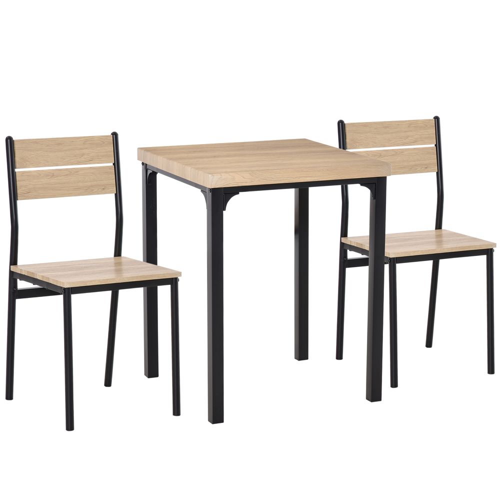 S0671079842 - 3 Pcs Compact Dining Table 2 Chairs Set Wooden Metal Legs Kitchen - Coa Living