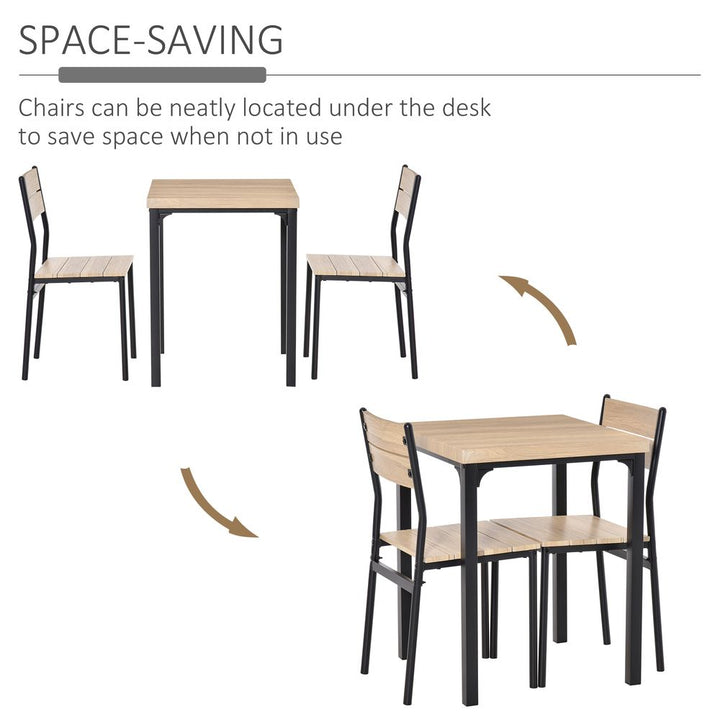 S0671079842 - 3 Pcs Compact Dining Table 2 Chairs Set Wooden Metal Legs Kitchen - Coa Living