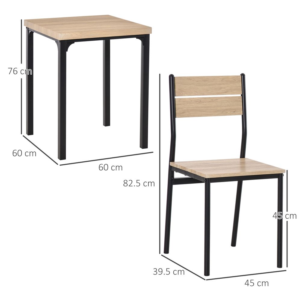 S0671079842 - 3 Pcs Compact Dining Table 2 Chairs Set Wooden Metal Legs Kitchen - Coa Living