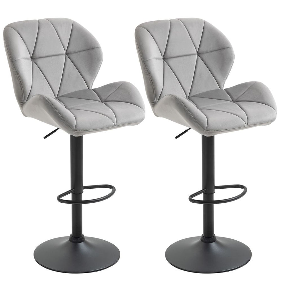 S0671080090 - Bar Stool Set of 2 Fabric Adjustable Height Counter Chairs Light Grey - Coa Living