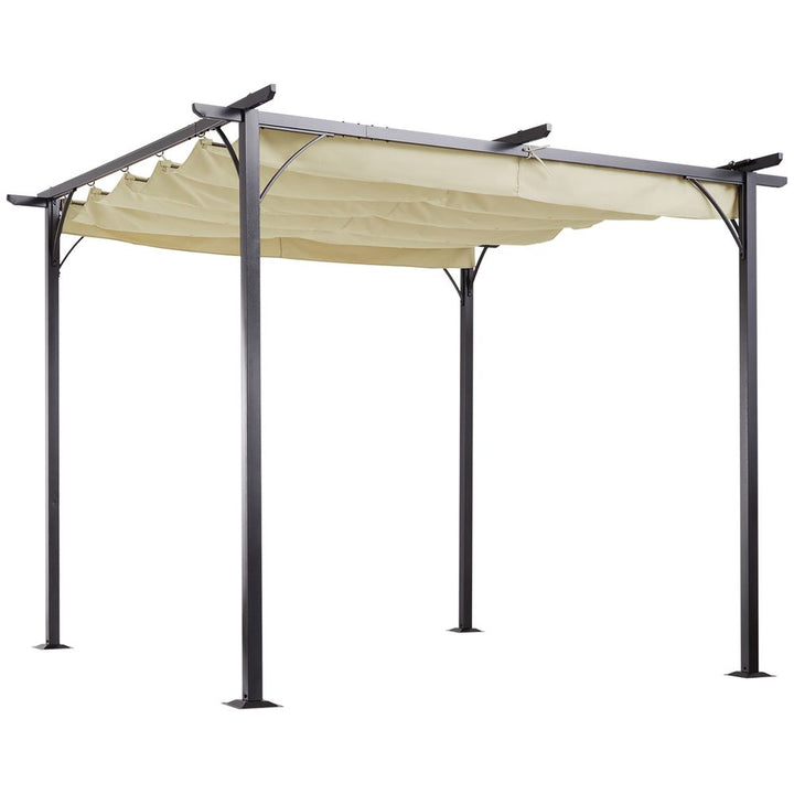 S0671080337 - 3x3m Outdoor Pergola Metal Gazebo Porch Awning Retractable Canopy Outsunny - Coa Living