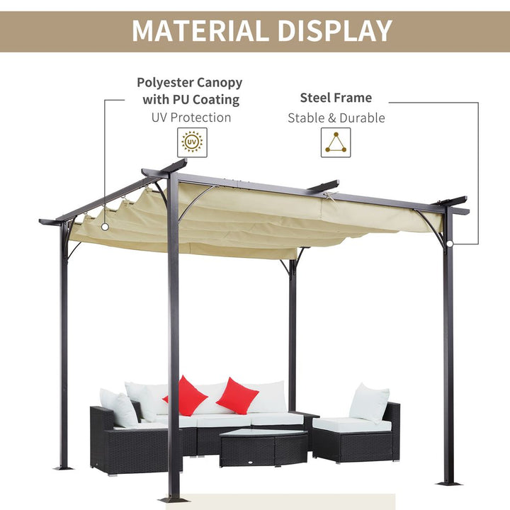 S0671080337 - 3x3m Outdoor Pergola Metal Gazebo Porch Awning Retractable Canopy Outsunny - Coa Living