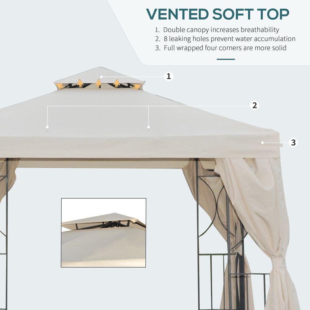 S0671080338 - 3 x 3m Garden Metal Gazebo Sun Shade Shelter Outdoor Party Tent Outsunny - Coa Living