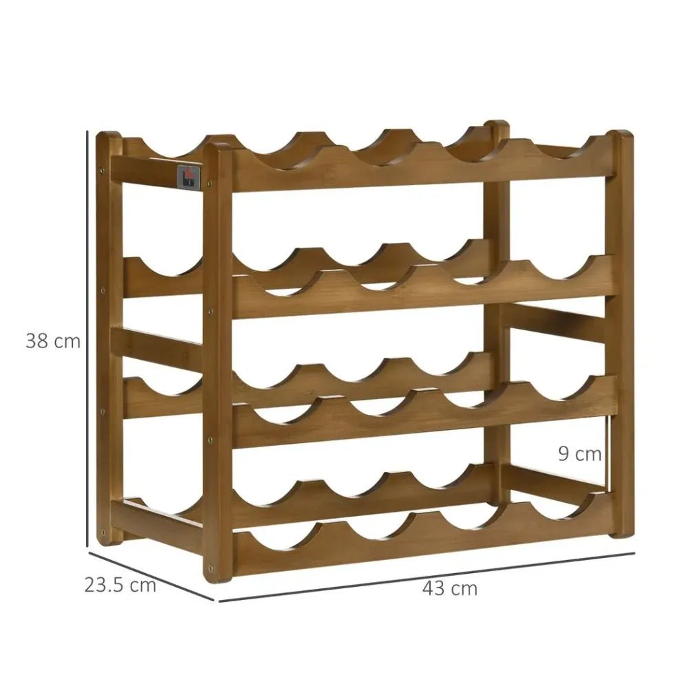 S0671097048 - Bamboo Wine Rack 16 Bottles, 4 - tier Display Storage Shelves for Countertop - Coa Living