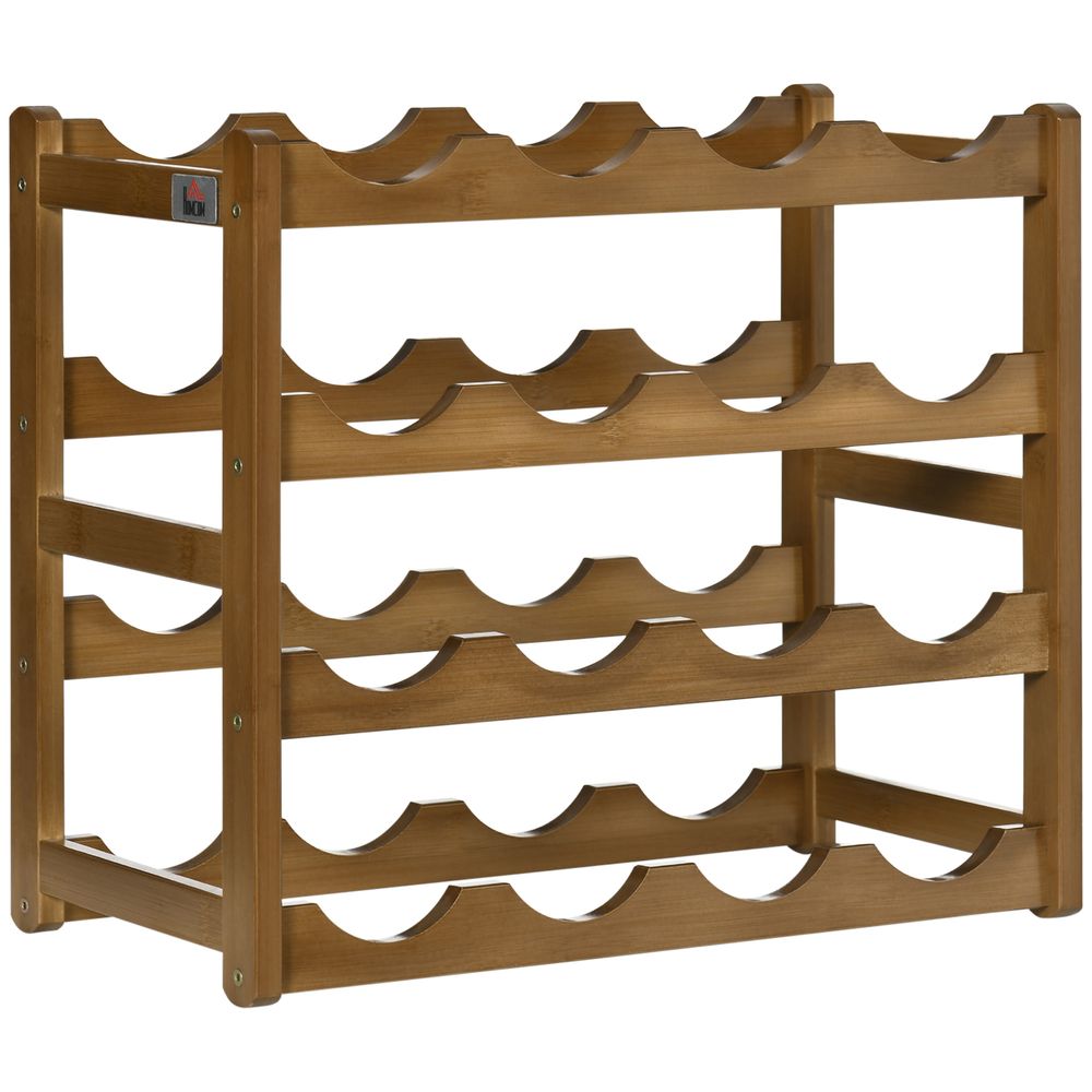 S0671097048 - Bamboo Wine Rack 16 Bottles, 4 - tier Display Storage Shelves for Countertop - Coa Living