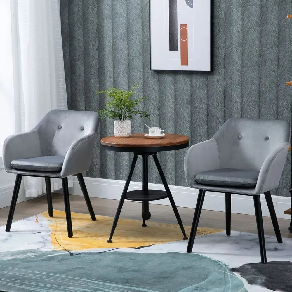 S0671097199 - 2 Pieces Modern Upholstered Fabric Bucket Seat Dining Room Armchairs - Grey - Coa Living