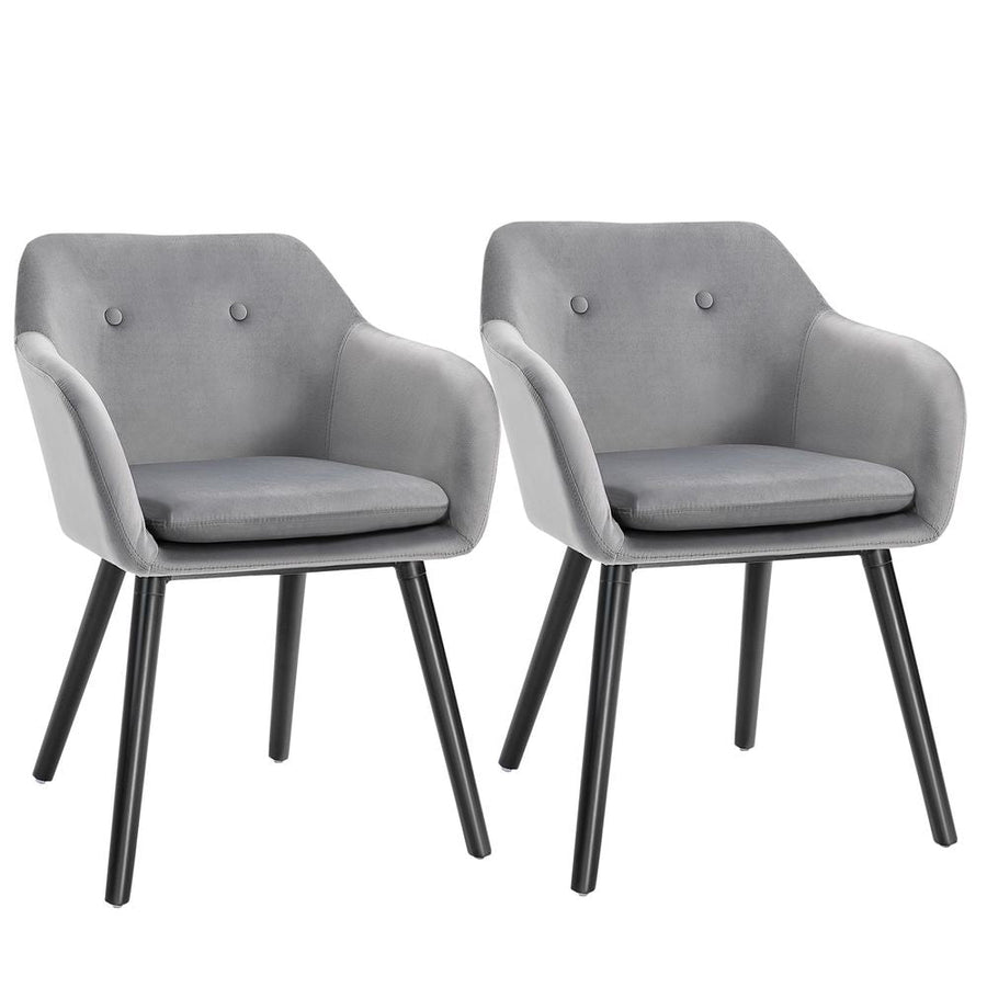 S0671097199 - 2 Pieces Modern Upholstered Fabric Bucket Seat Dining Room Armchairs - Grey - Coa Living