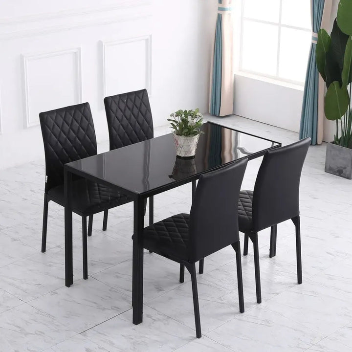 S0671097290 - Modern Dining Chairs Faux Leather Accent Chairs for Kitchen, Set of 4, Black - Coa Living