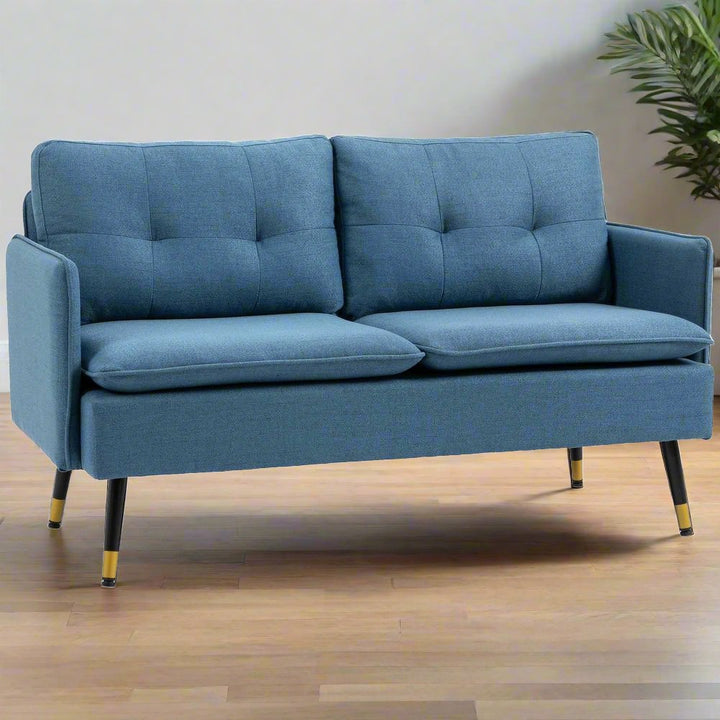 S0671102898 - 2 Seater Sofas for Living Room Fabric Couch Button Tufted Love Seat Dark Blue - Coa Living