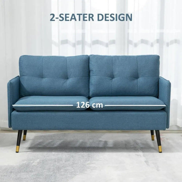 S0671102898 - 2 Seater Sofas for Living Room Fabric Couch Button Tufted Love Seat Dark Blue - Coa Living