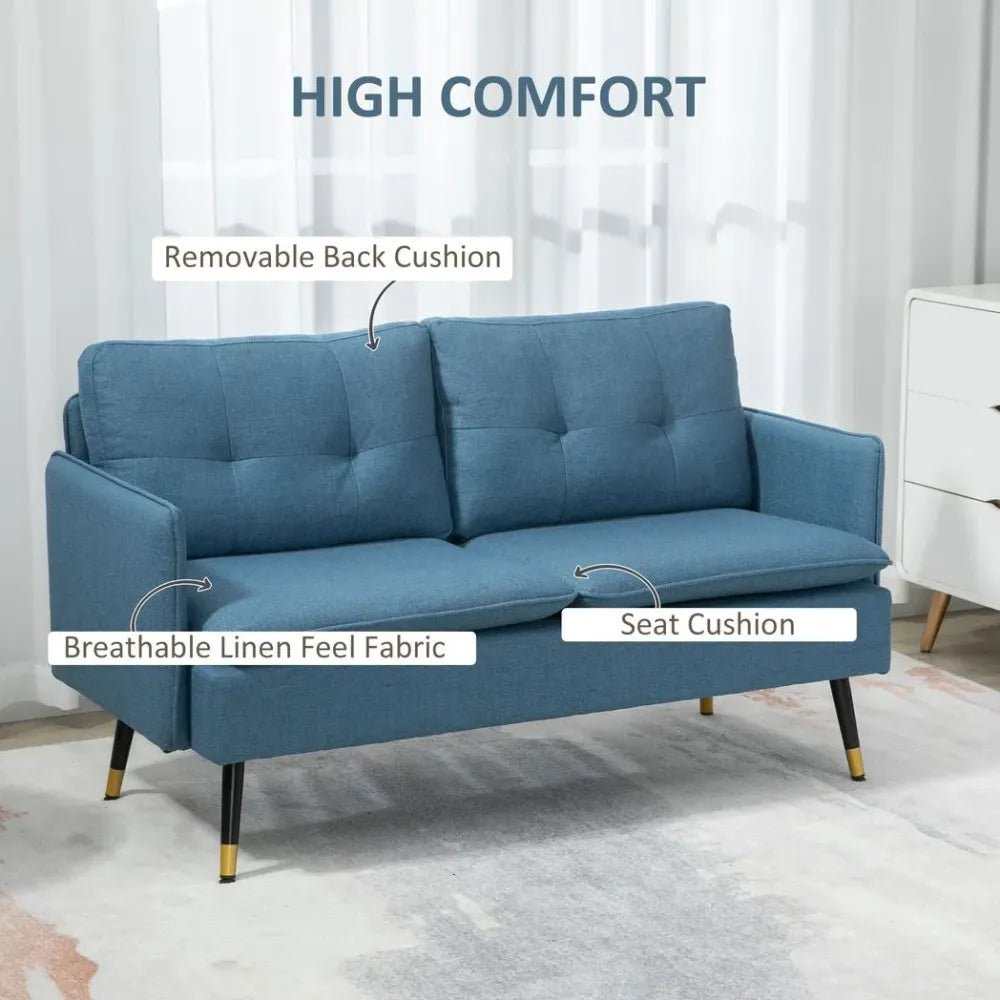 S0671102898 - 2 Seater Sofas for Living Room Fabric Couch Button Tufted Love Seat Dark Blue - Coa Living