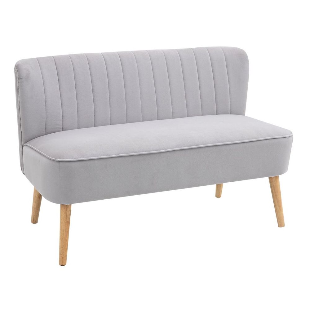 S0671114494 - Modern Double Seat Sofa Compact Loveseat Couch Padded Velvet Wood Legs, Grey - Coa Living