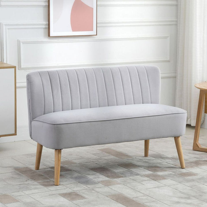 S0671114494 - Modern Double Seat Sofa Compact Loveseat Couch Padded Velvet Wood Legs, Grey - Coa Living