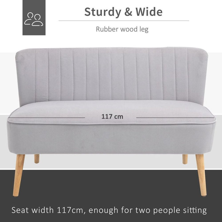 S0671114494 - Modern Double Seat Sofa Compact Loveseat Couch Padded Velvet Wood Legs, Grey - Coa Living