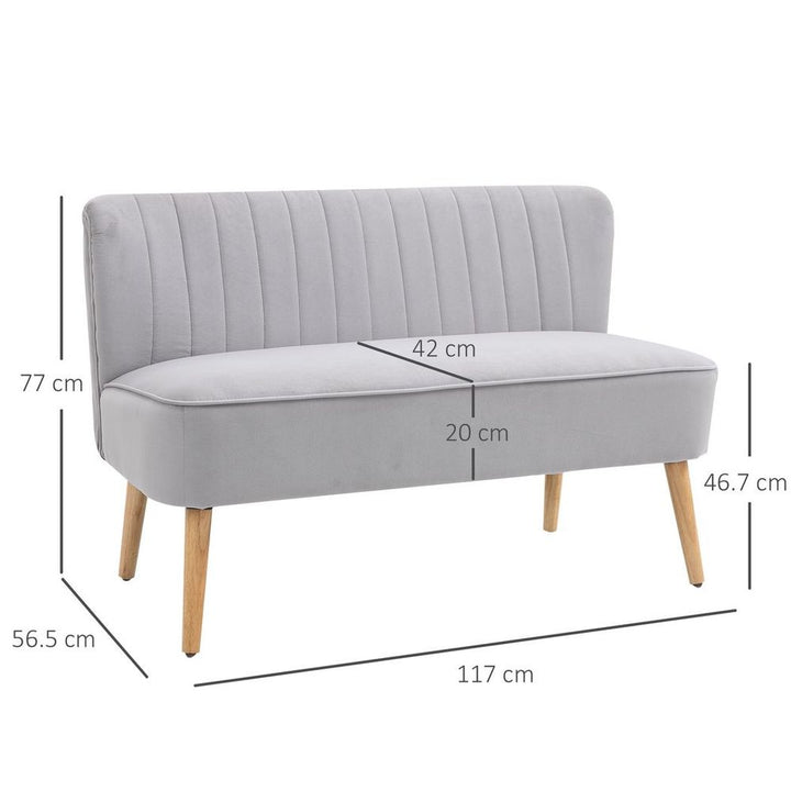 S0671114494 - Modern Double Seat Sofa Compact Loveseat Couch Padded Velvet Wood Legs, Grey - Coa Living