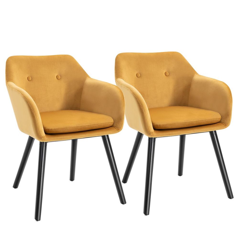 S0671114602 - 2 Pieces Modern Upholstered Fabric Bucket Seat Dining Room Armchairs - Yellow - Coa Living