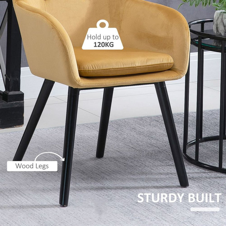 S0671114602 - 2 Pieces Modern Upholstered Fabric Bucket Seat Dining Room Armchairs - Yellow - Coa Living