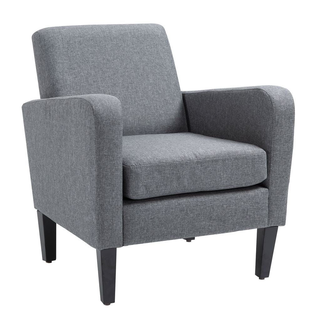 S0671114606 - Linen Modern - Curved Armchair Accent Seat w/ Thick Cushion Wood Legs Grey - Coa Living