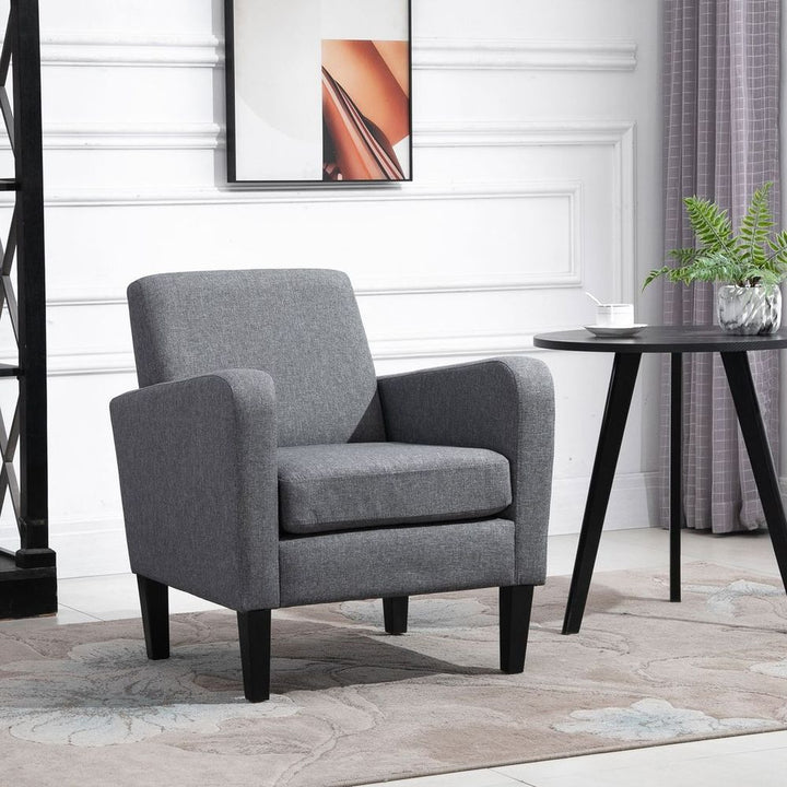 S0671114606 - Linen Modern - Curved Armchair Accent Seat w/ Thick Cushion Wood Legs Grey - Coa Living