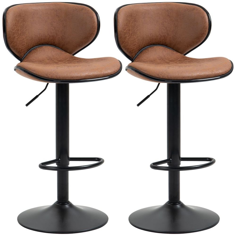 S0671114610 - Vintage Bar Stool Set of 2 Microfiber Cloth Adjustable Height Armless Chairs - Coa Living