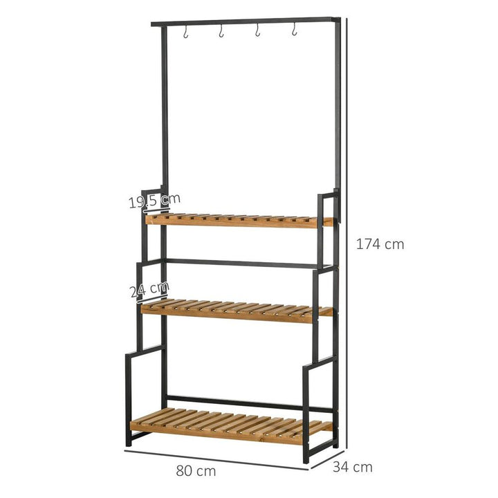 S0671114959 - 3 Tiered Plant Stand Rack with Hanging Hooks for Indoor Outdoor Decoration - Coa Living