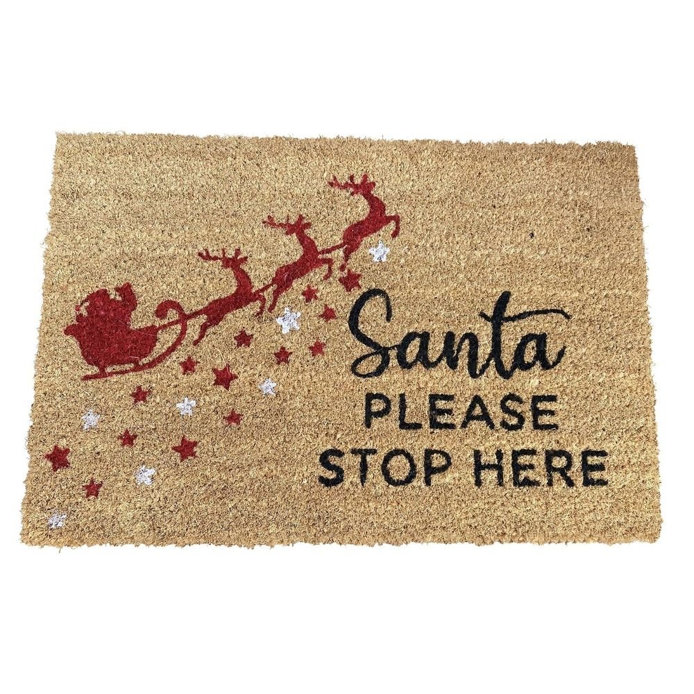 S0671125924 - Santa Stop Here Doormat Sleigh - Coa Living