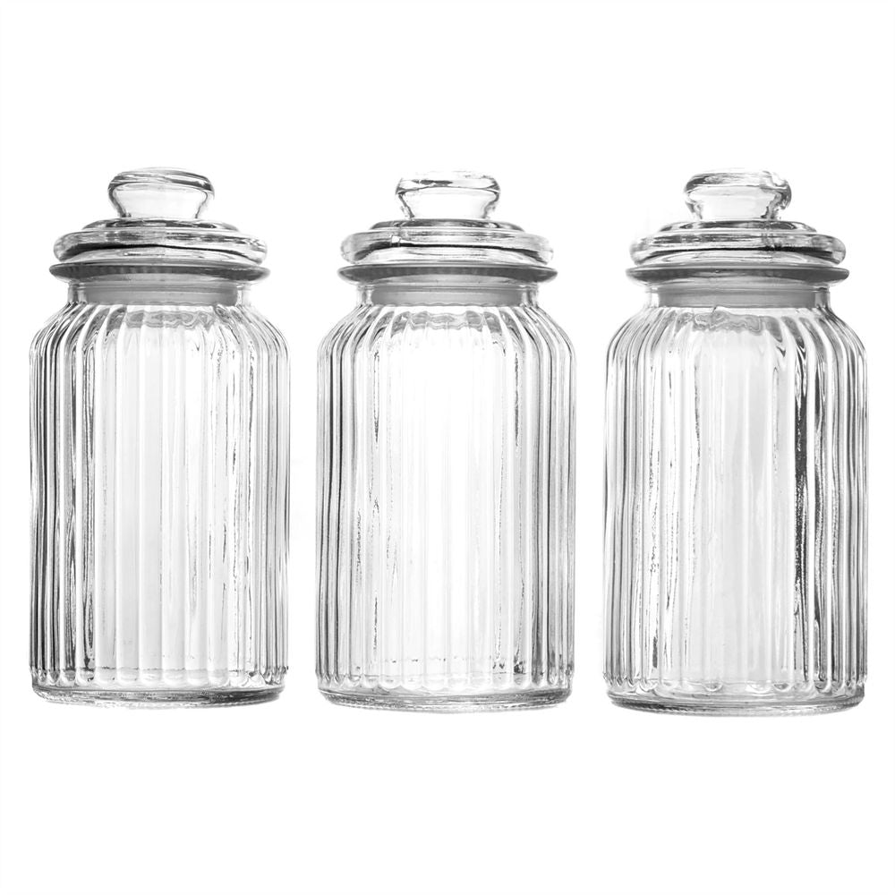 S0671145327 - Vintage Airtight Glass Jars 1300ml - Set of 3 | M&W - Coa Living