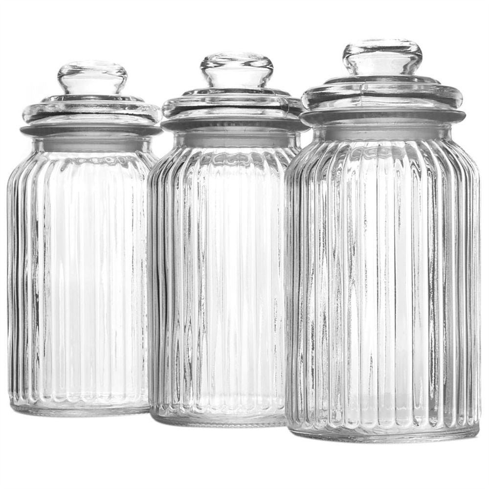 S0671145327 - Vintage Airtight Glass Jars 1300ml - Set of 3 | M&W - Coa Living