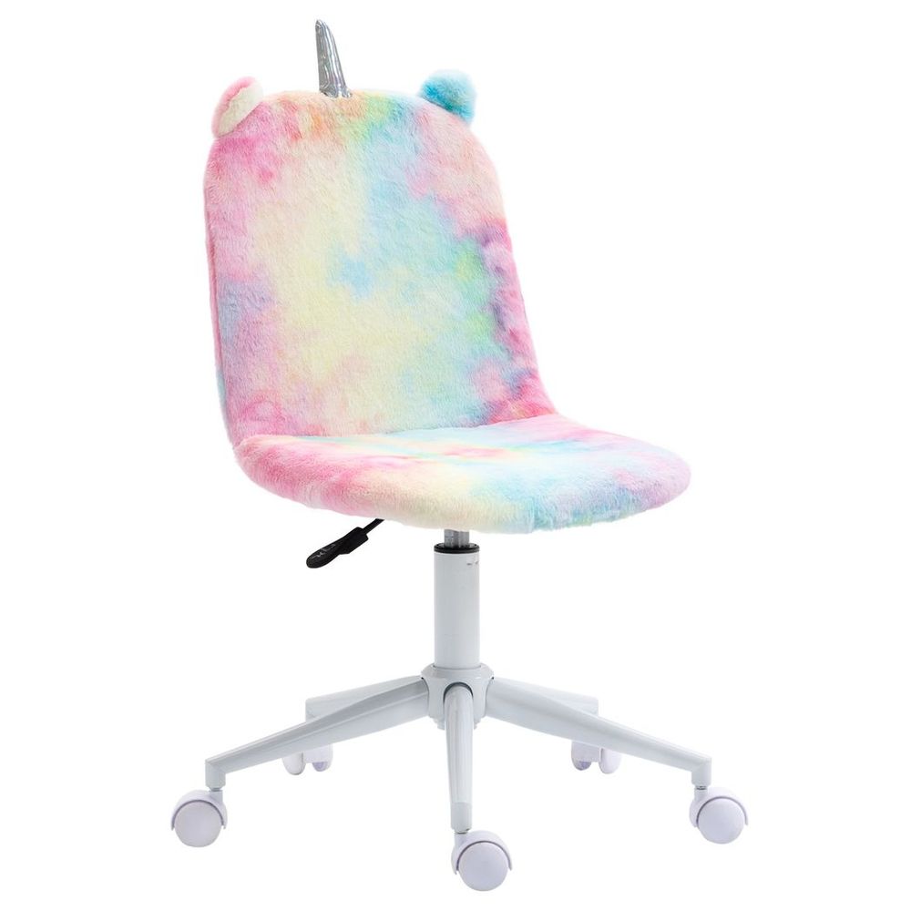 S0671148762 - Vinsetto Fluffy Unicorn Office Chair w/ Swivel Wheel, Cute Desk Chair, Rainbow - Coa Living