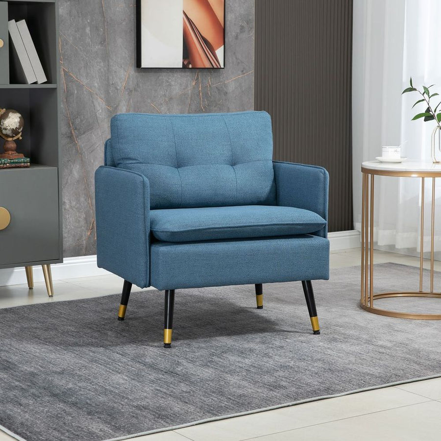 S0671157101 - Modern Upholstered Armchairs Tufted Accent Chairs for Bedroom Dark Blue - Coa Living