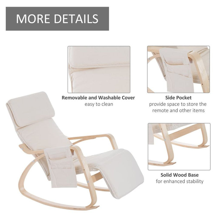 S0671157130 - Rocking Chair Recliner Armchair with Adjustable Footrest, Cream White - Coa Living