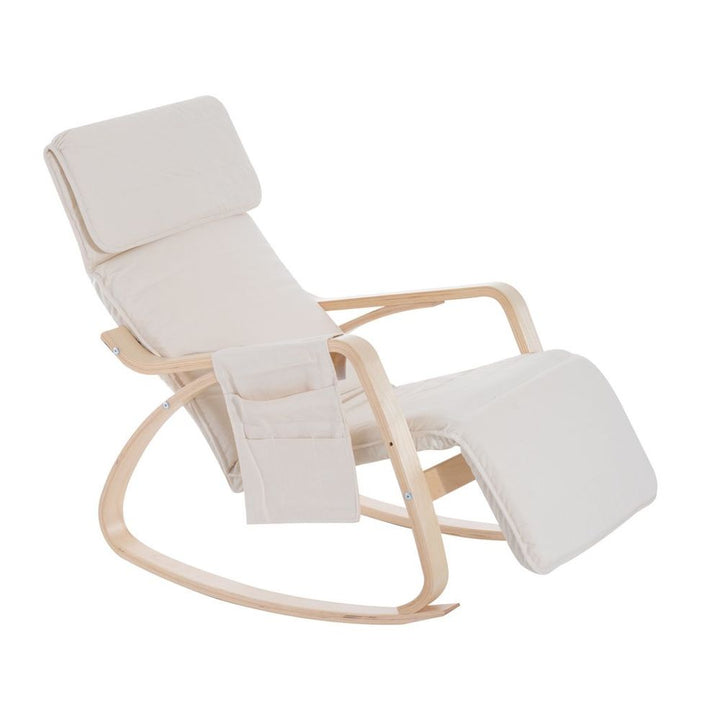 S0671157130 - Rocking Chair Recliner Armchair with Adjustable Footrest, Cream White - Coa Living