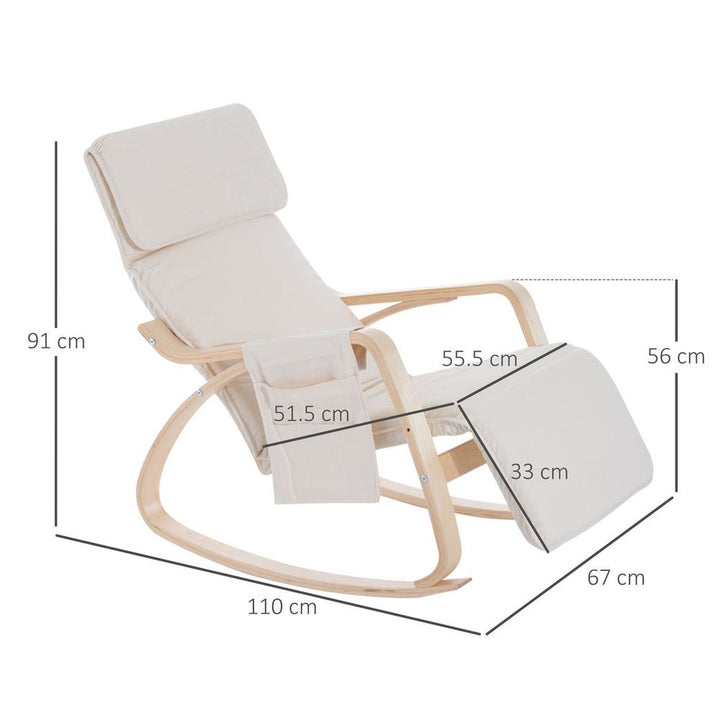 S0671157130 - Rocking Chair Recliner Armchair with Adjustable Footrest, Cream White - Coa Living