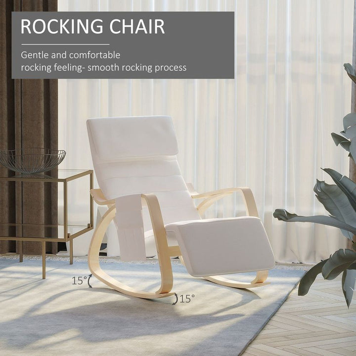 S0671157130 - Rocking Chair Recliner Armchair with Adjustable Footrest, Cream White - Coa Living