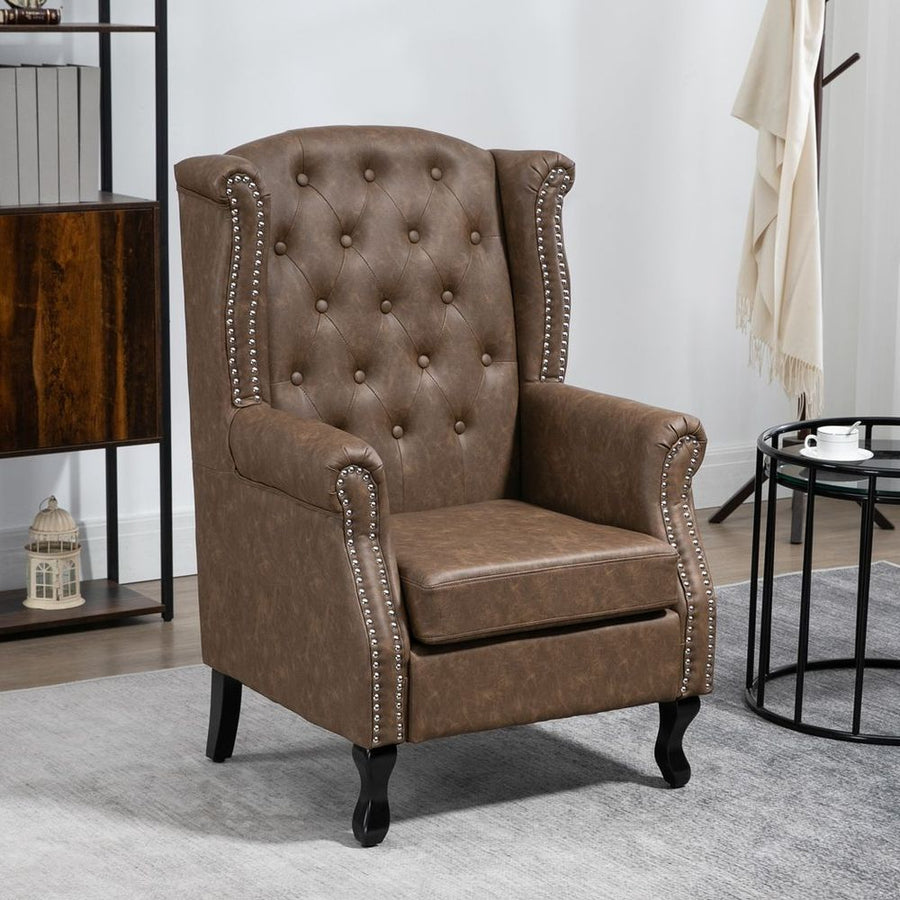 S0671157135 - Chesterfield - style Wing Back Armchair Tufted Accent Chair Brown - Coa Living