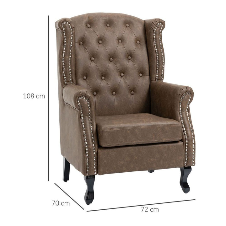 S0671157135 - Chesterfield - style Wing Back Armchair Tufted Accent Chair Brown - Coa Living