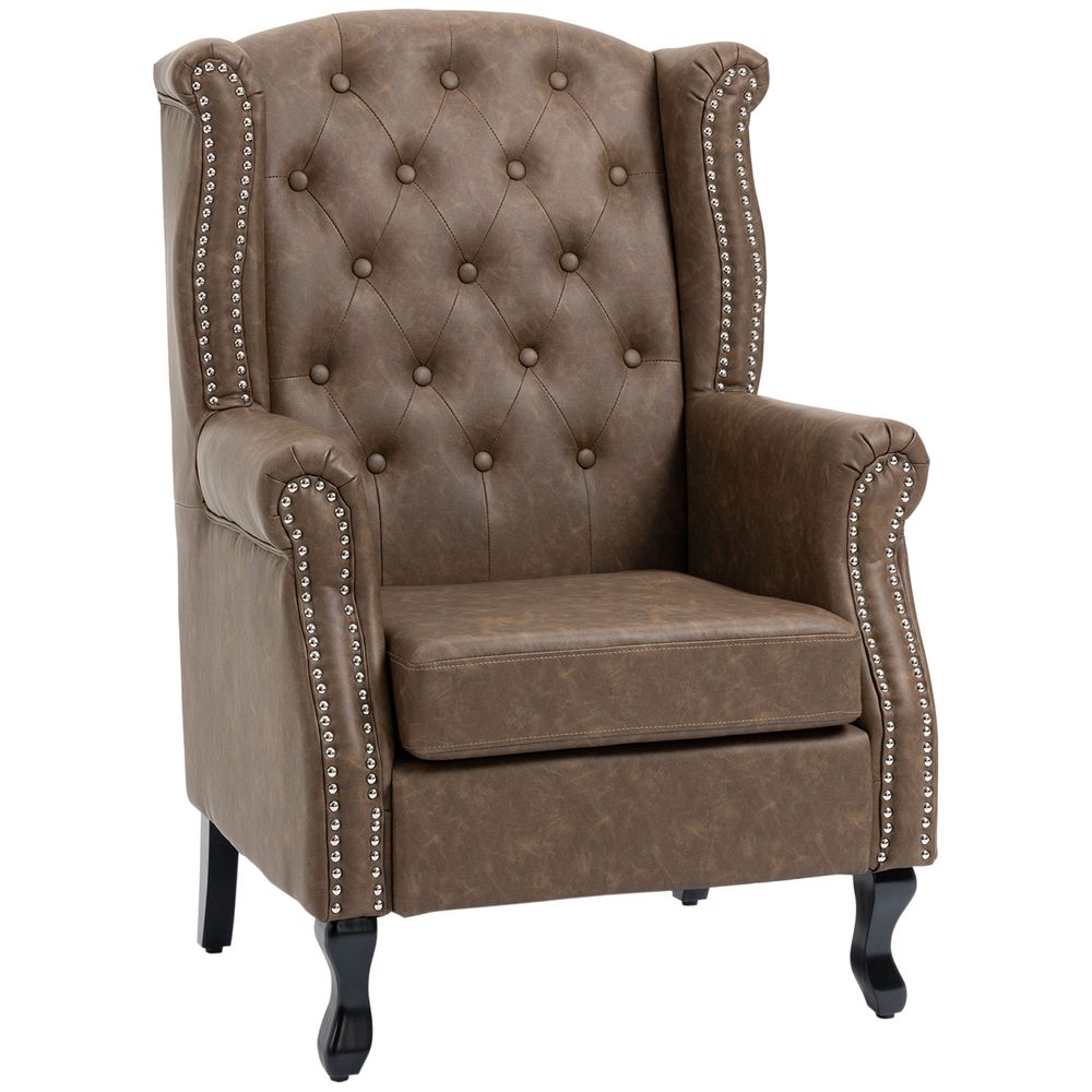 S0671157135 - Chesterfield - style Wing Back Armchair Tufted Accent Chair Brown - Coa Living