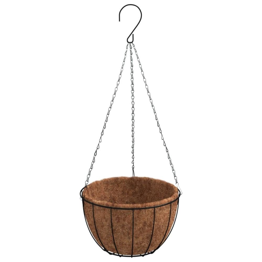 S0671176164 - vidaXL Hanging Planters 4 pcs with Coco Liners Black Ø 30x52 cm Steel - Coa Living