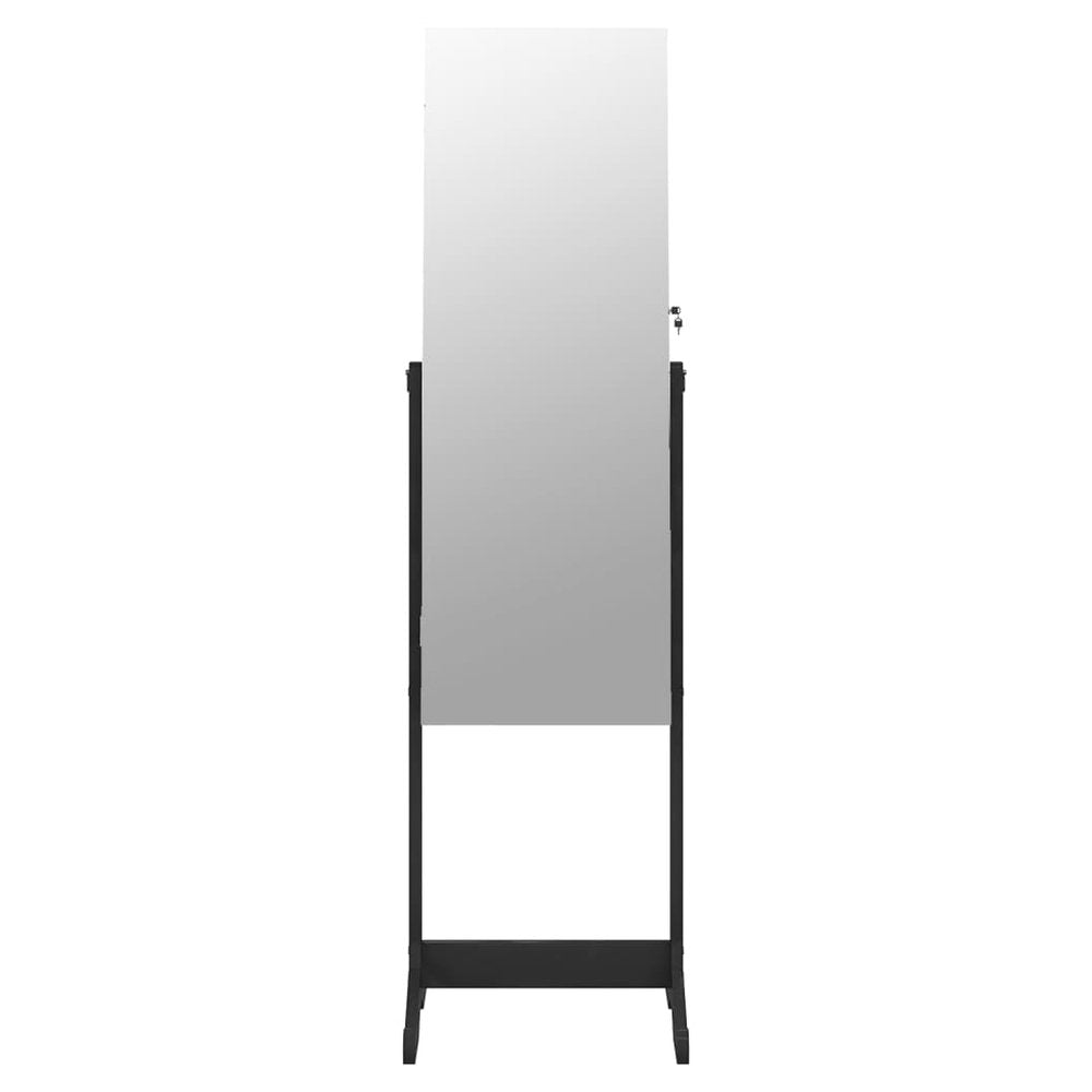 S0671259195 - vidaXL Mirror Jewellery Cabinet Free Standing Black 42x38x152 cm - Coa Living