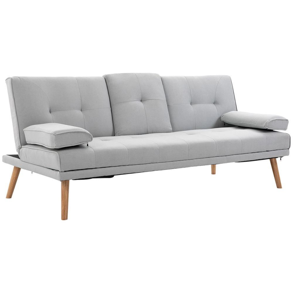 S0671346559 - 3 Seater Scandi Style Sofa Bed Recliner with Adjustable Back and Middle Table - Grey - Coa Living