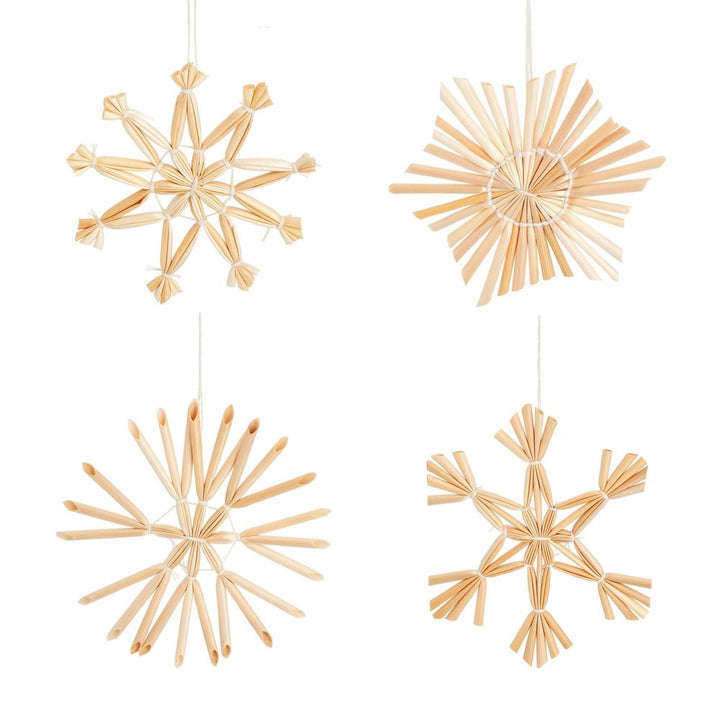 S0671346694 - Straw Snowflake Hanging Decoration - Set of 4 - Coa Living