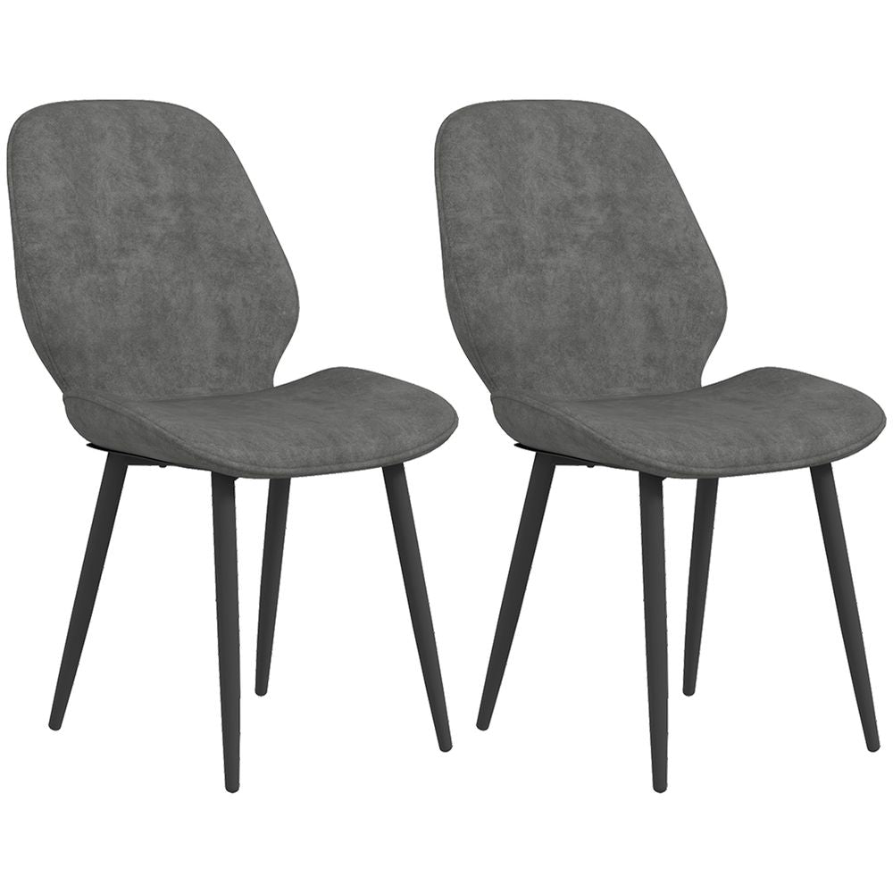 S0671347019 - HOMCOM Dining Chairs Set of 2, Upholstered Kitchen Chairs with Metal Legs, Grey - Coa Living