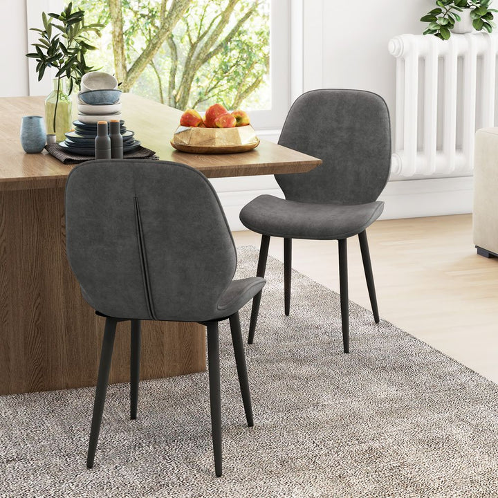 S0671347019 - HOMCOM Dining Chairs Set of 2, Upholstered Kitchen Chairs with Metal Legs, Grey - Coa Living