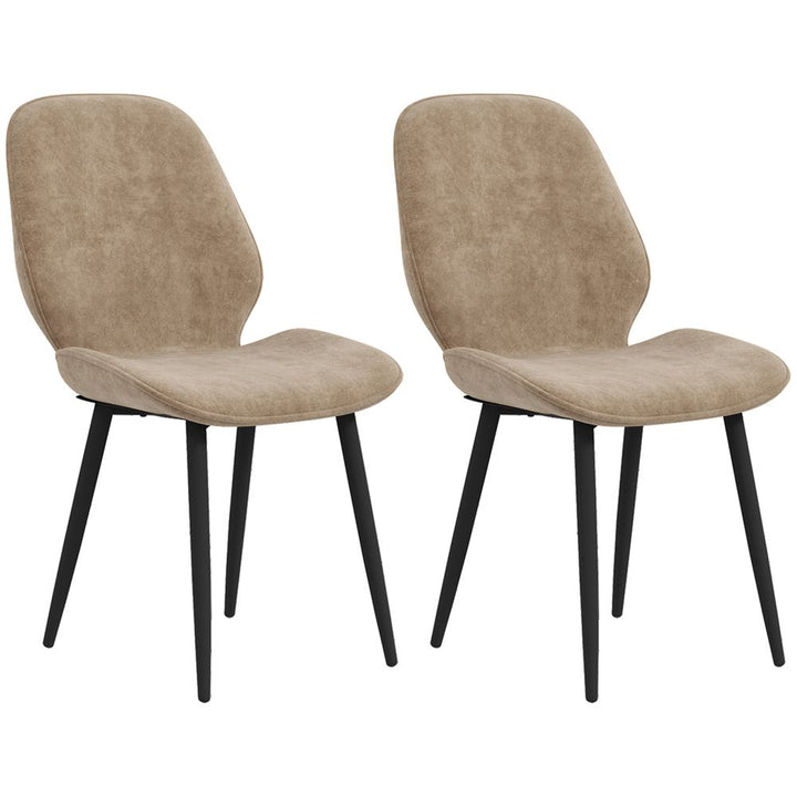 S0671347020 - HOMCOM Dining Chairs Set of 2, Upholstered Kitchen Chairs with Metal Legs, Brown - Coa Living