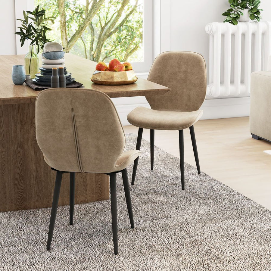 S0671347020 - HOMCOM Dining Chairs Set of 2, Upholstered Kitchen Chairs with Metal Legs, Brown - Coa Living