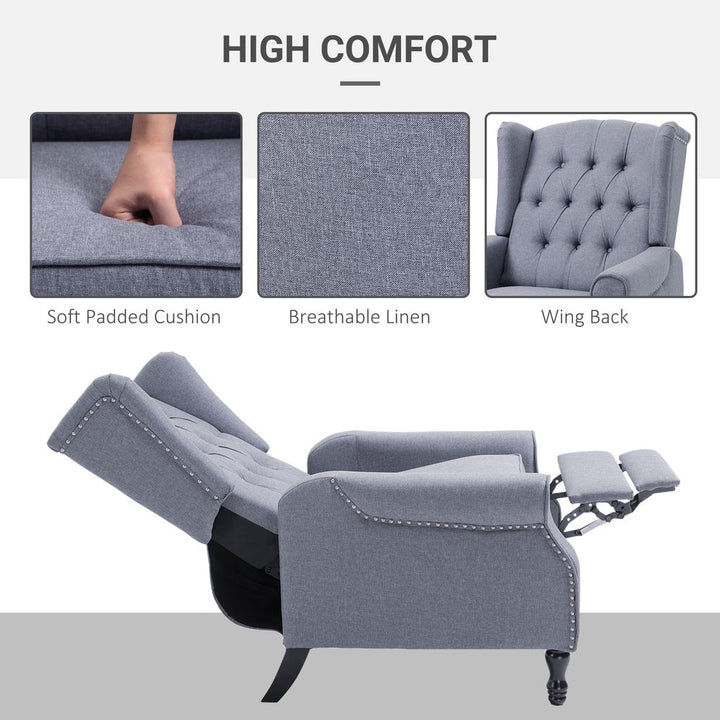 S0671347043 - Recliner Armchair for Living Room Fabric Reclining Chair w/ Footrest Light Grey - Coa Living