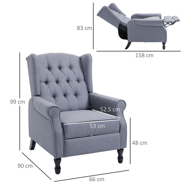 S0671347043 - Recliner Armchair for Living Room Fabric Reclining Chair w/ Footrest Light Grey - Coa Living