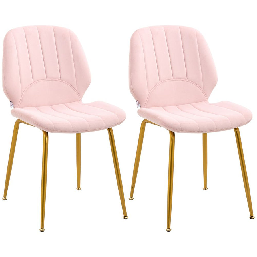 S0671347102 - HOMCOM Modern Dining Chairs Set of 2 with Padded Seat and Steel Legs, Pink - Coa Living